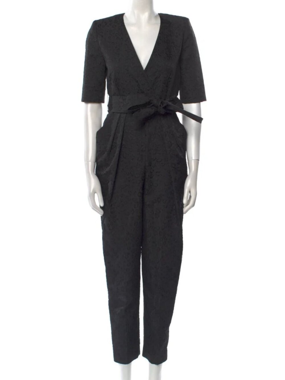 Stella McCartney Black Jacquard Tie-Front Jumpsuit